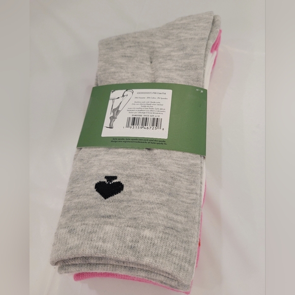 Kate Spade Pink Crew Socks with Heart Design - Picture 3 of 3